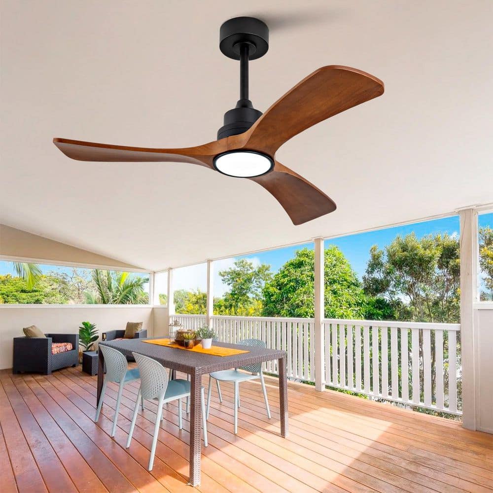 42 in. Indoor Black Downrod Mount Standard Ceiling Fan with 3 Solid Wood Blades, Reversible DC Motor and Remote Control price history on PriceWatchPro