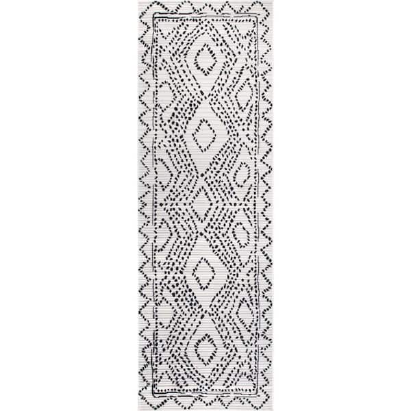 nuLOOM Mila Dotted Diamond Trellis Gray 2 ft. x 6 ft. Runner Rug