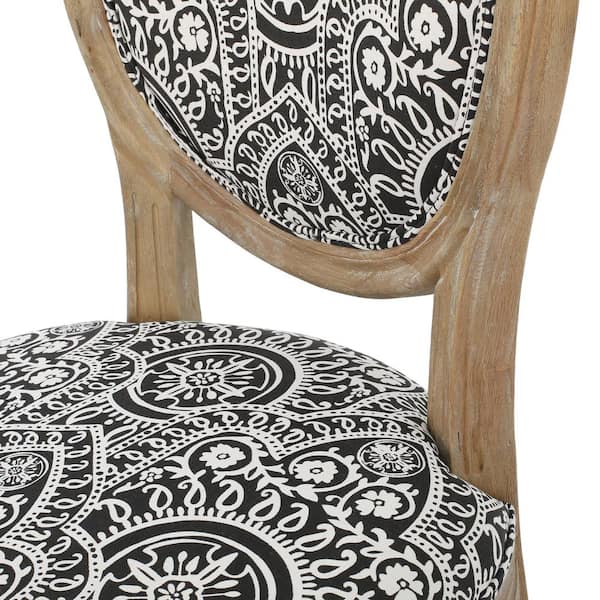 Noble House Phinnaeus Black And White Patterned Fabric Upholstered Dining Chair Set Of 4 82918 The Home Depot