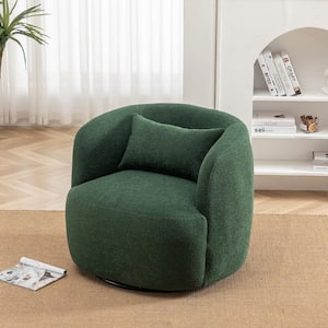 Green Polyester Barrel Chair with Swivel (Set of 1)