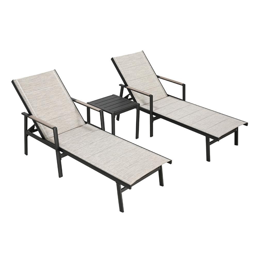 3-Piece Patio Chaise Lounge Set Aluminum Adjustable Outdoor Lounge Chair 3D Textilene with Side Table price history on PriceWatchPro