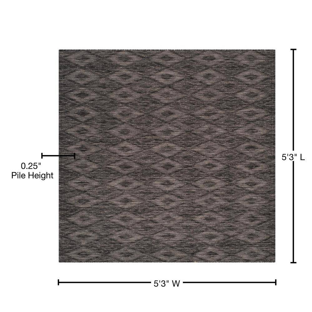 Easy-Care Square Black Synthetic Indoor/Outdoor Area Rug