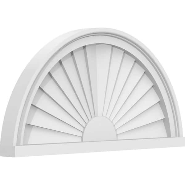 Ekena Millwork 2 in. x 24 in. x 12 in. Half Round Sunburst Architectural Grade PVC Pediment