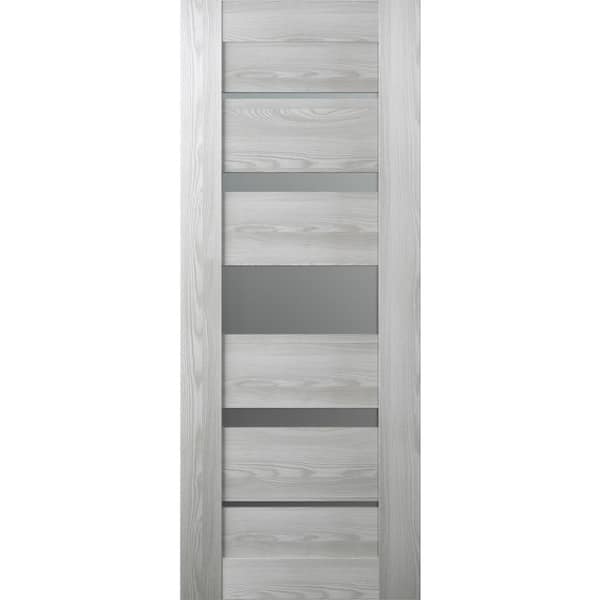 Belldinni Vona 24 in. x 80 in. No Bore Solid Core 5-Lite Frosted Glass Ribeira Ash Finished Wood Composite Interior Door Slab