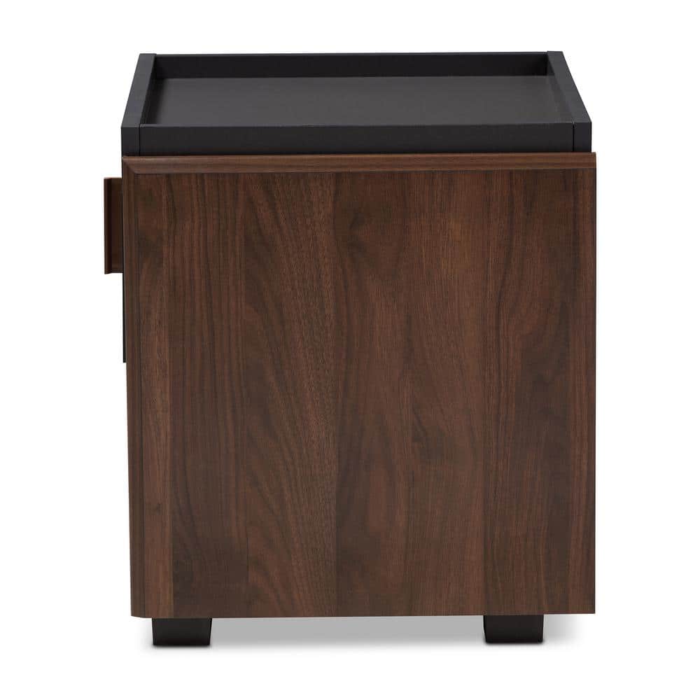 Contemporary Two-Tone Gray and Walnut 1-Drawer Nightstand