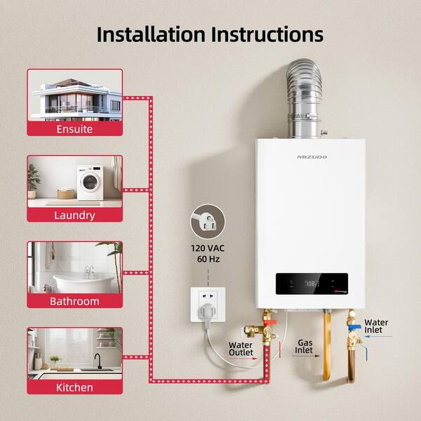 MIZUDO Natural Gas Instant Hot Tankless Water Heater 180,000 BTU