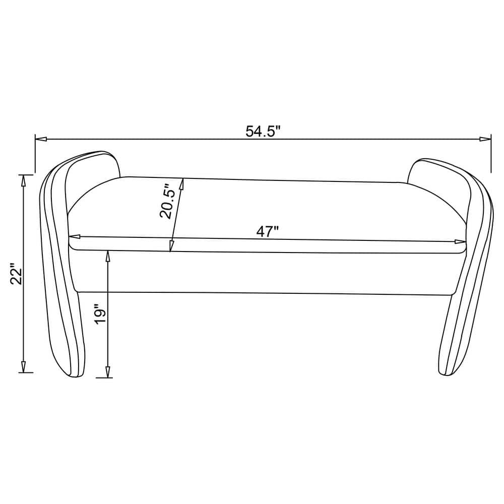Ivory Boucle Upholstered Modern Accent Bench with Rounded Arms