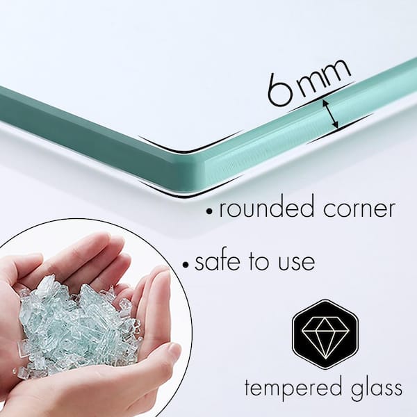 KES 14 Inch Glass Bathroom Shelf With Wall Mount Barbados | Ubuy