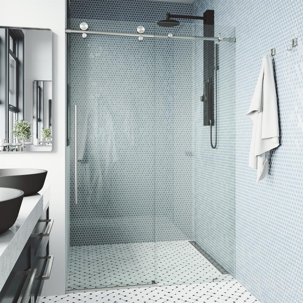 Elan E-Class 48-52" Stainless Steel Frameless Sliding Shower Door