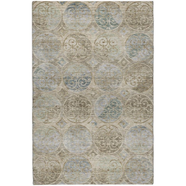 Dream Shag Premium Machine Washable Abstract ADS738 Beige 10 ft. x 14 ft. Area Rug