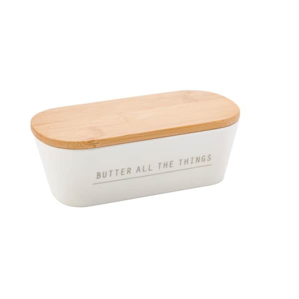 TableCraft Crofthouse Collection Melamine Butter Dish with Bamboo Lid (Sold as Case Pack of 6)