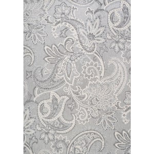 Gordes Paisley High-Low Light Gray/Ivory 3 ft. x 5 ft. Indoor/Outdoor Area Rug