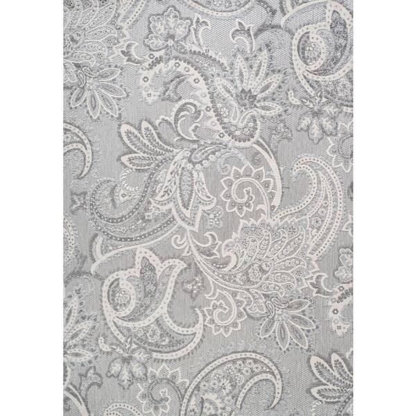 Gordes Paisley High-Low Light Gray/Ivory 3 ft. x 5 ft. Indoor/Outdoor Area Rug
