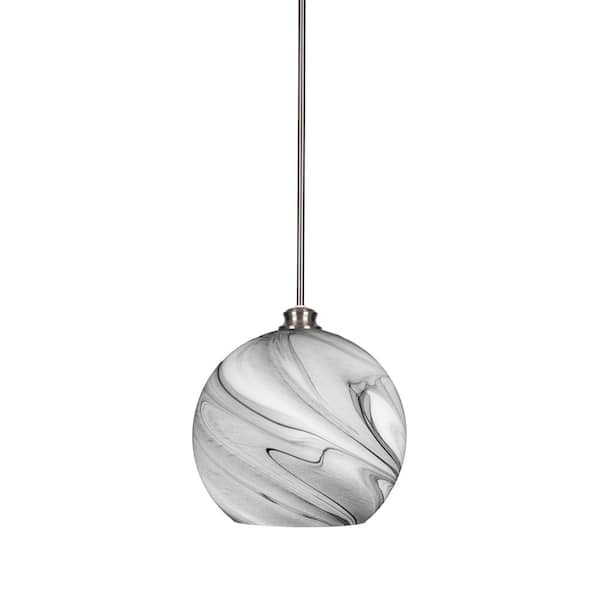 Unbranded Langdale 60-Watt 1-Light Brushed Nickel Shaded Mini Pendant Light with Glass Shade