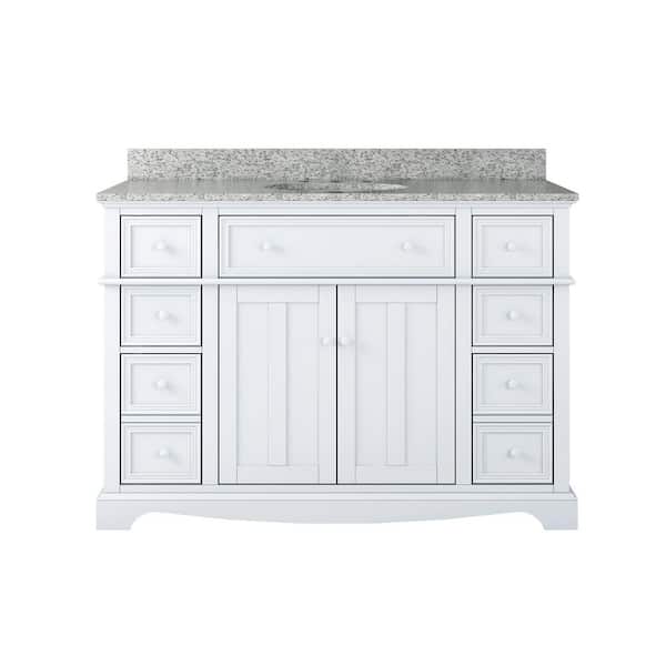 Fremont 49 in. Single Sink White Bath Vanity with Grey Granite Top (Assembled)