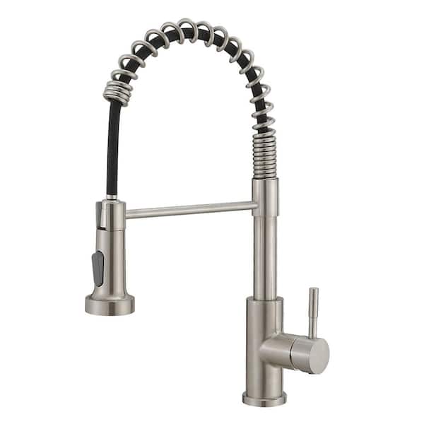 Unbranded Single Handle Pull-Down Sprayer Kitchen Faucet with Flexible and Power Clean in Brushed Nickel