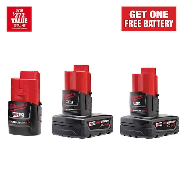 Milwaukee M12 12-Volt Lithium-Ion 6 Ah/4 Ah/2 Ah Extended Capacity Battery Packs (3-Batteries)