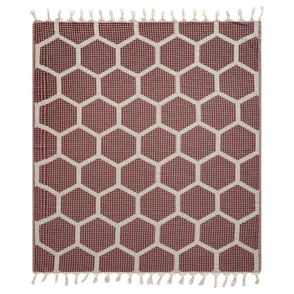 Avelyn Red/Cream Geometric Farmhouse All Natural Turkish Cotton Throw Blank