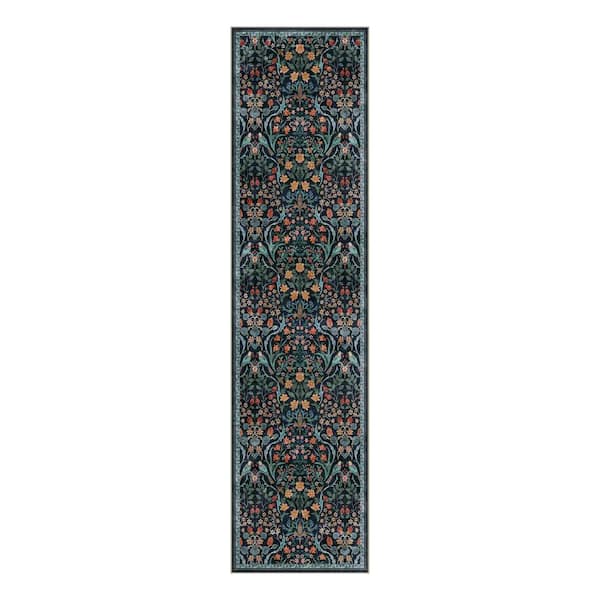 Spring 2 ft. X 8 ft. Blue Floral Runner Rug