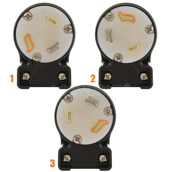AC WORKS NEMA L7-30P 30 Amp 277-Volt 3-Prong Elbow Locking Male