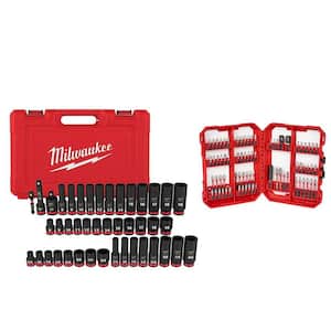 Shockwave 3/8 in. Drive SAE and Metric 6-Pt Impact Socket Set and Impact Duty Driver Bit Set (117-Piece)