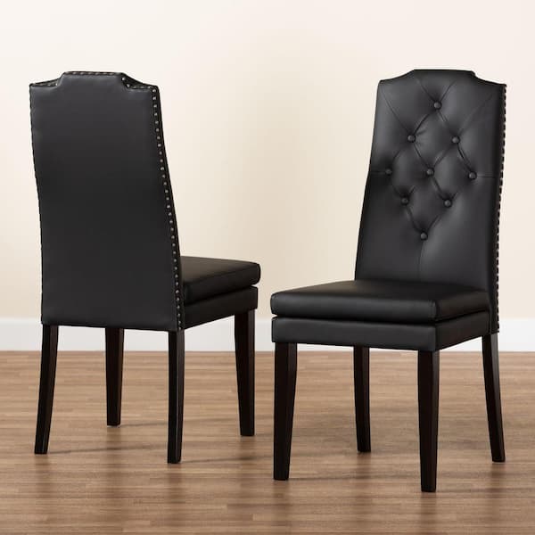 Dylin Black Faux Leather Upholstered Dining Chairs (Set of 2)