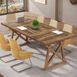 Capen 70.9 in. Retangular Brown Wood Conference Table 6 ft., Meeting Table for 8-People for Office Conference Room Desk