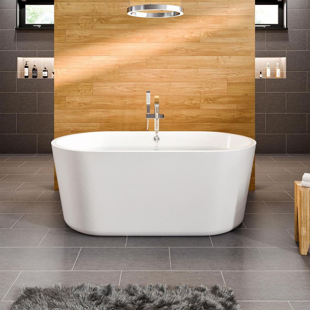 Eviva Queen 59 in. Acrylic Flatbottom Non-Whirlpool Bathtub in White ...