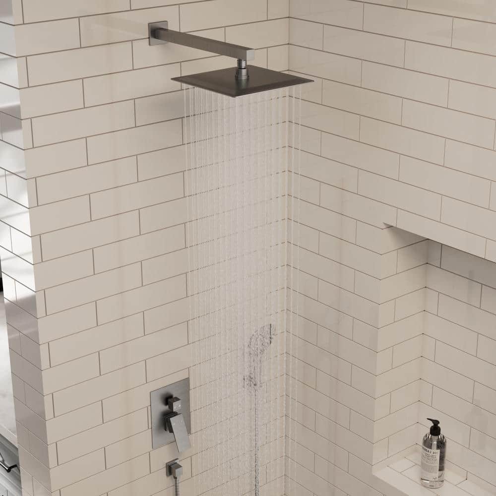 Nickel Wall Mounted Adjustable Rain Shower System with Handheld