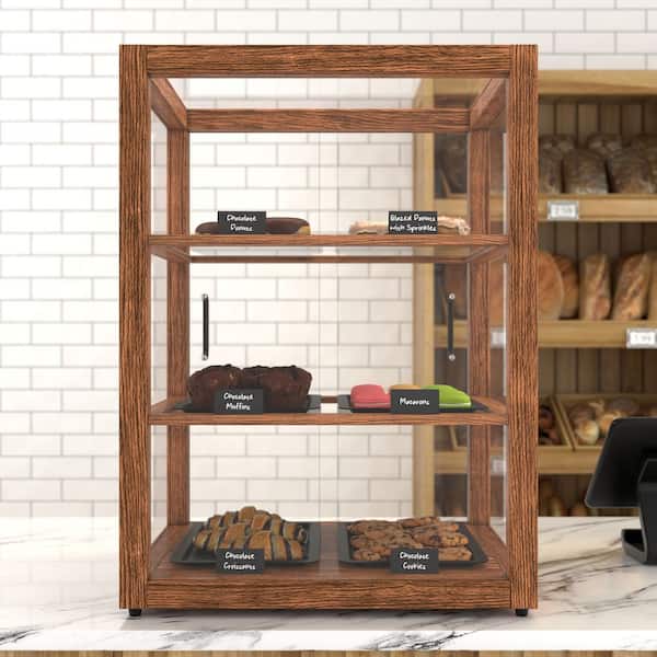 21 in. Artisan Upright Dark Wooden Bakery Display Case 3.5 cu. ft.