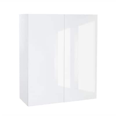 Ready to Assemble Threespine 30 in. x 30 in. x 12 in. Stock Wall Cabinet in White Gloss