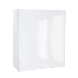 Quick Assemble Modern Style, White Gloss 30 x 42 in. Wall Kitchen Cabinet, 2 Door (30 in. W x 12 D x 42 in. H)
