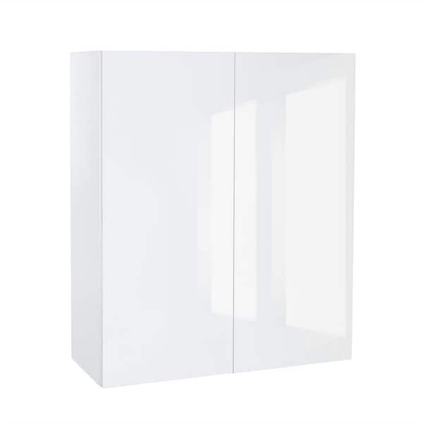 Cambridge Quick Assemble Modern Style, White Gloss 30 x 42 in. Wall Kitchen Cabinet, 2 Door (30 in. W x 12 D x 42 in. H)