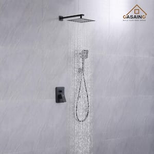 3-Spray Patterns 9.8 in. Wall Mount Dual Shower Heads in Spot Resist Matte Black