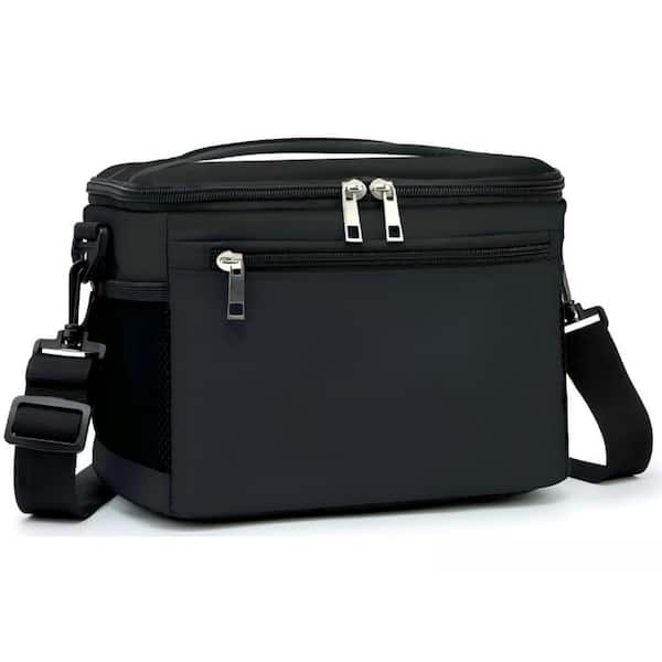 8 qt. Insulated Leakproof Cooler Soft-Side Lunch Bag with Shoulder Strap Black for Picnic Hiking Beach Adults
