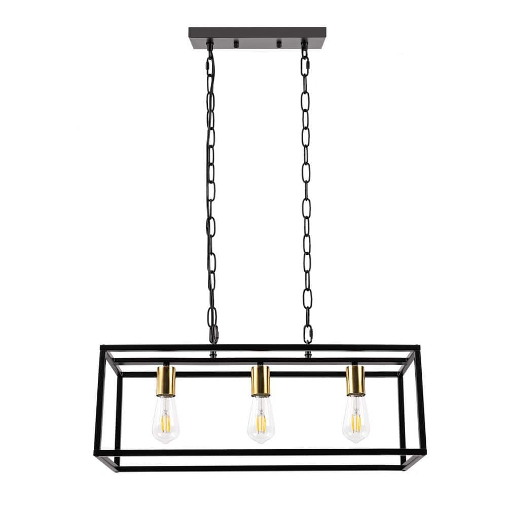 3-Light Matte Black Farmhouse Kitchen Island Pendant Lighting, Modern Rectangular Chandeliers for Dining Room Foyer price history on PriceWatchPro