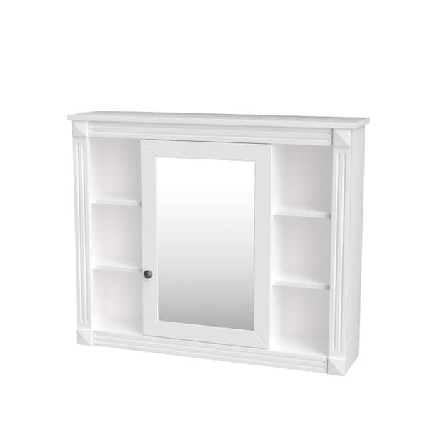 YSQCAR 35 in. W x 28 in. H Rectangular MDF Medicine Cabinet with Mirror in White