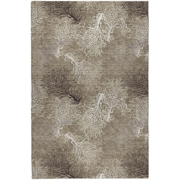 Dream Shag Premium Machine Washable Abstract ADS182 Latte 5 ft. x 7 ft. 6 in. Area Rug