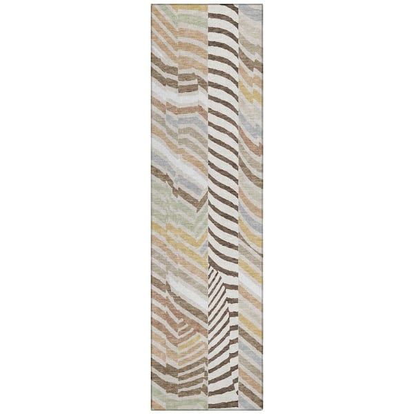 Chantille Machine Washable Indoor/Outdoor Abstract ACN3044 Linen 2 ft. x 7 ft. Runner Rug