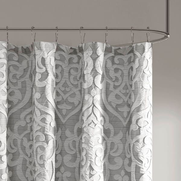 Dillon 72 in. Silver Jacquard Shower Curtain