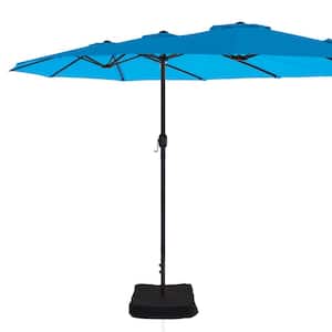 15 ft. Patio Market Umbrella Double-Sided Outdoor Patio Umbrella, UV Protection with Base in Royal Blue