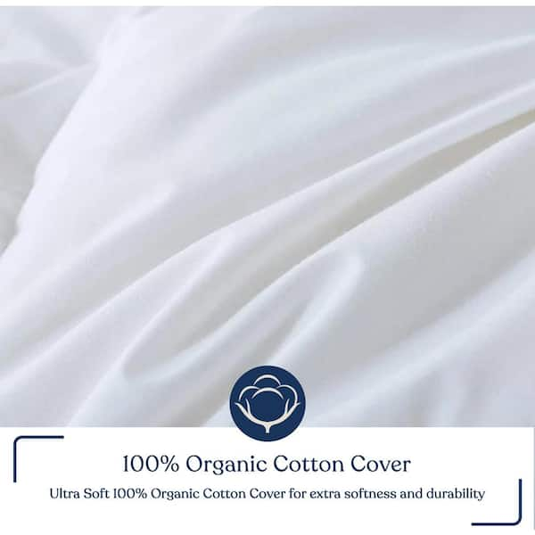 Delara Light Warmth White 100% Organic Cotton Cover & Cotton Fill 300GSM  Fill Weight and 300TC Queen Comforter A1HCCDI-QUEEN20 - The Home Depot