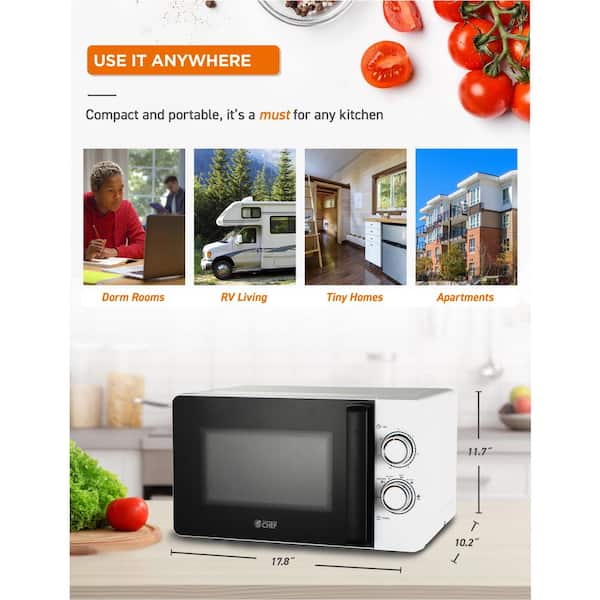 Small Microwave Oven 0.7 Cu.Ft, Mini Microwave Oven with 9.6'' Removable  Turntable, 6 Auto Preset Menus, Child Lock, Eas Home ap