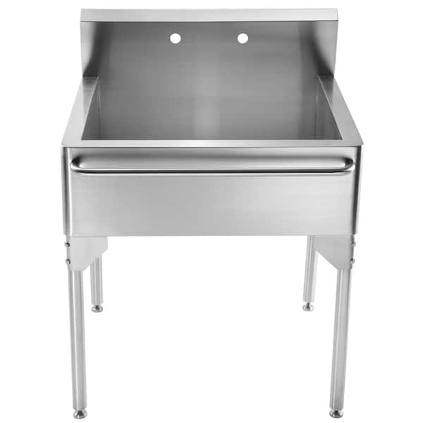 Whitehaus Collection Pearlhaus All-in-One Freestanding Stainless Steel 30 in. 2-Hole Single Bowl Kitchen Sink in Brushed Stainless Steel