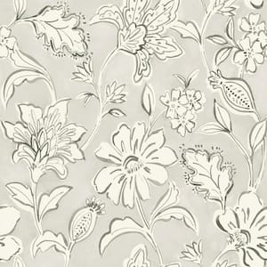 Plumeria Grey Floral Trail Matte Paper Pre-Pasted Wallpaper Sample