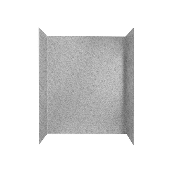 Swan 30 in. x 60 in. x 60 in. 3-Piece Easy Up Adhesive Alcove Tub Surround in Gray Granite