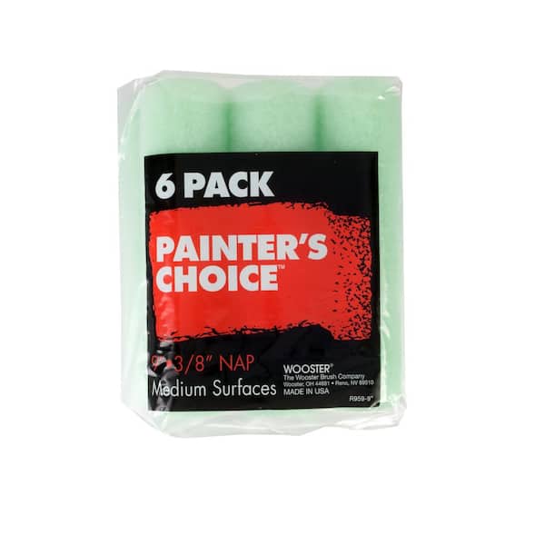 Wooster Painter's Choice 9 in. x 3/8 in. Fabric Medium-Density Roller Cover (6-Pack)