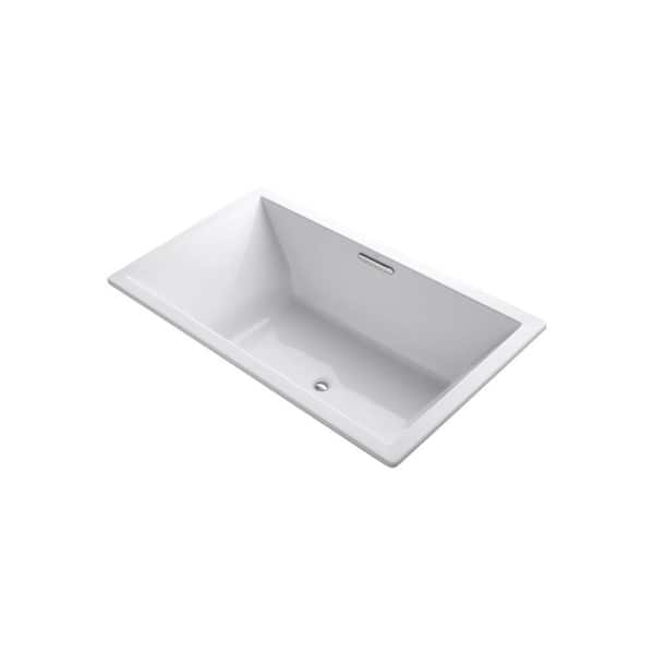 KOHLER Underscore 72 in. x 42 in. Rectangular Soaking Bathtub with Center Drain in White, VibrAcoustic Bask