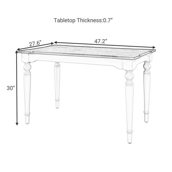 Tatahance Retro Brown Wood 47.2 in. White 4 Legs Dining Table