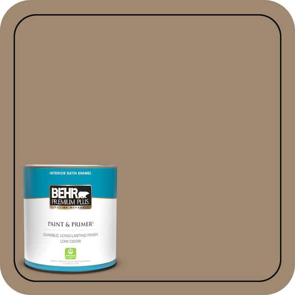 BEHR PREMIUM PLUS 1 qt. #700D-5 Toffee Crunch Satin Enamel Low Odor Interior Paint & Primer